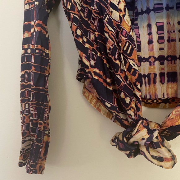 Twelfth Street by Cynthia Vincent Beautiful Silk Whimsical Colorful Tie Top Sm - Picture 6 of 7